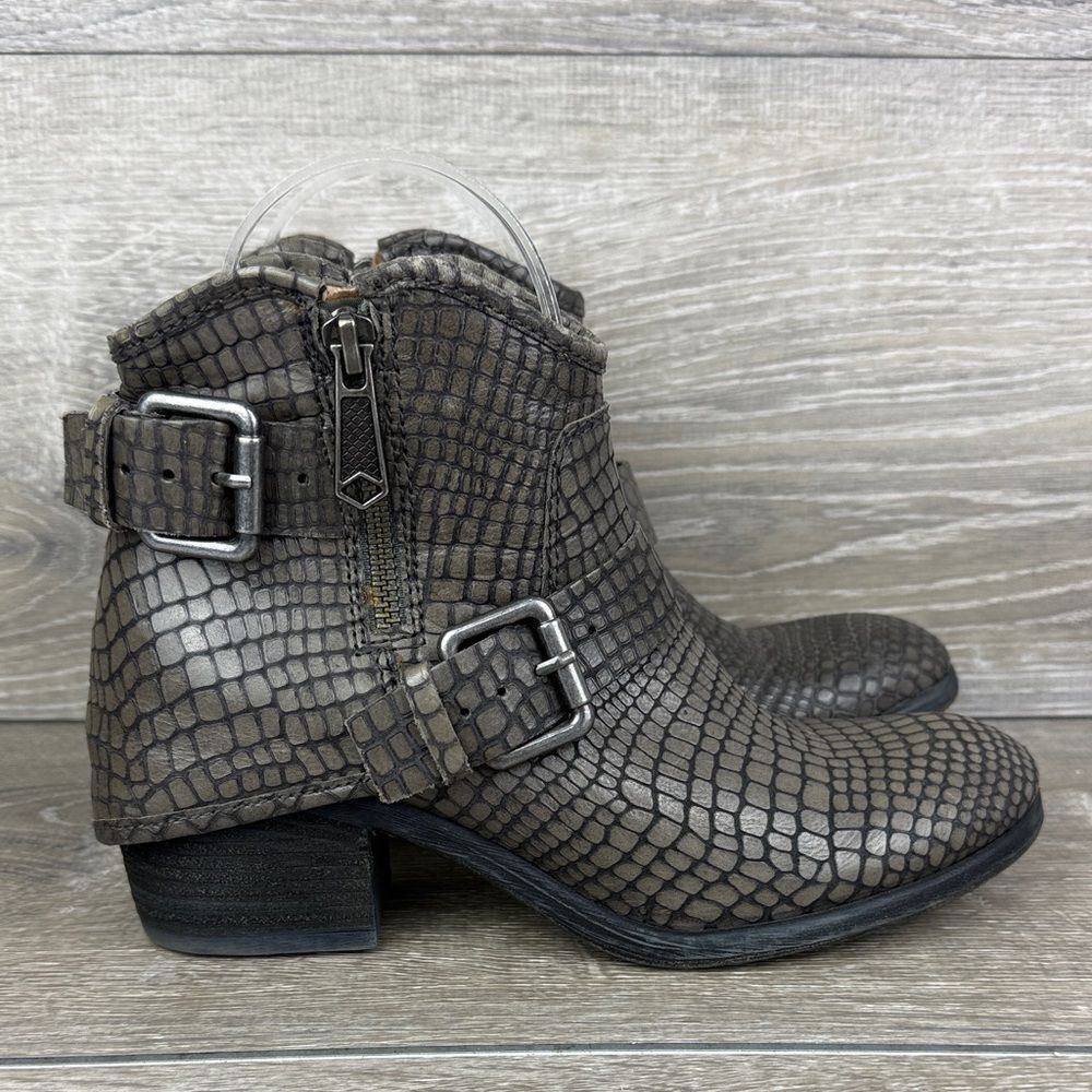 Donald J Pliner Dalis Women's Sz 5M Western Gray Python Leather Zip Ankle Boots